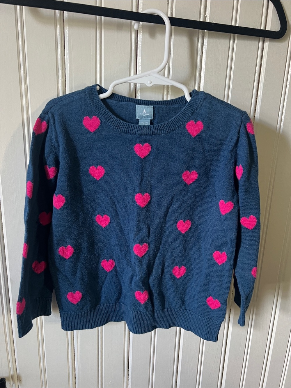 GAP Kids Navy Sweater with Bright Pink Heart Motif